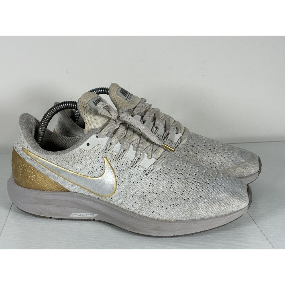 Nike Women's Size 8.5 Air Zoom Pegasus 35 AV3046-001 Gray & Gold Running Shoes